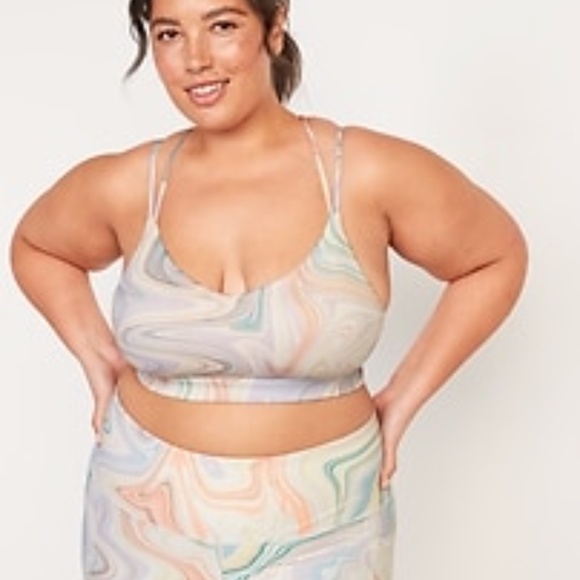 2/$20 NEW Old Navy Swirl Pop strappy light support sports bra Large - Picture 2 of 5